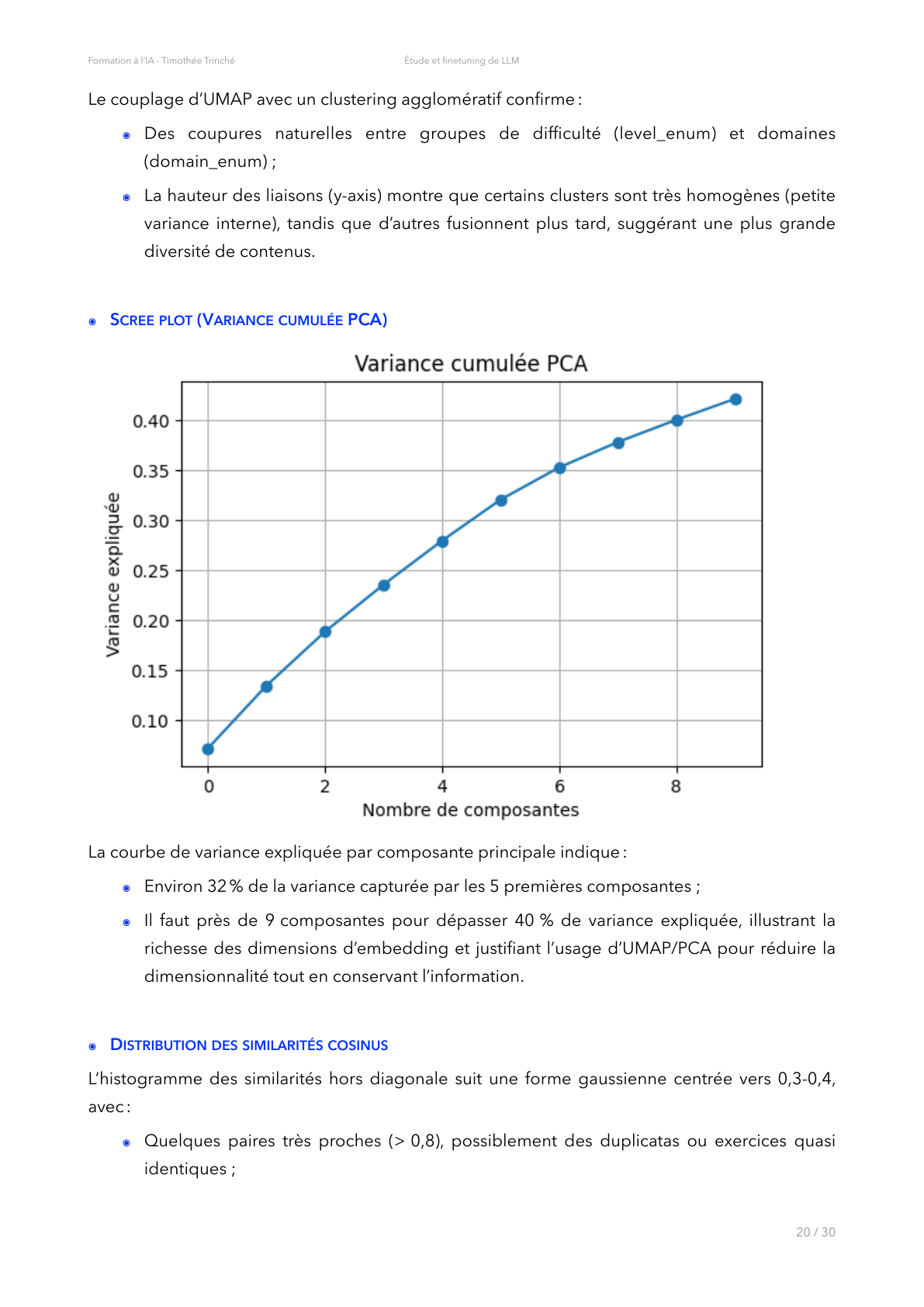 Variance expliquée et distribution